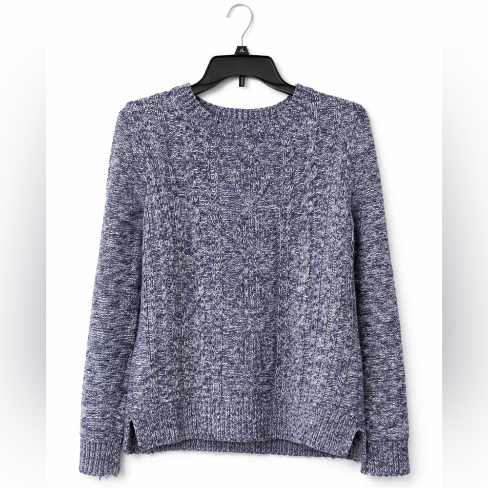 Tommy Hilfiger Cable Knit Sweater Women’s Medium Blue Crewneck Cotton Blend